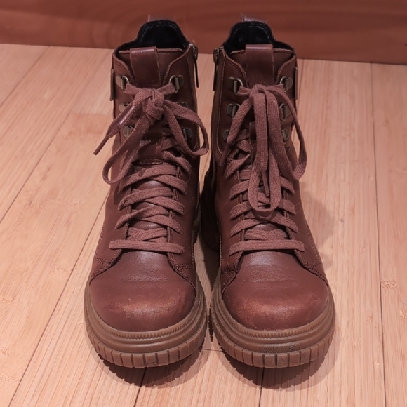 Sorel Brown Leather Combat Boots - Picture 1 of 6
